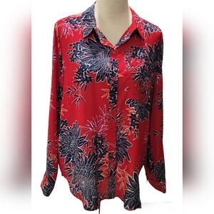 Liz Claiborne Blouse Women's Size Large, Red, White & Blue, Lightweight